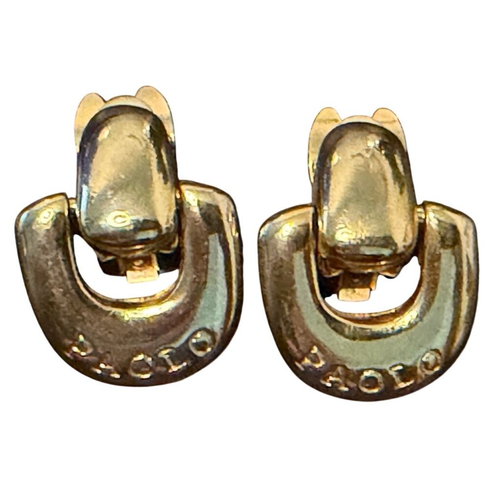 Paolo Gucci Gold-tone Door Knocker Clip-back Earrings, Vintage